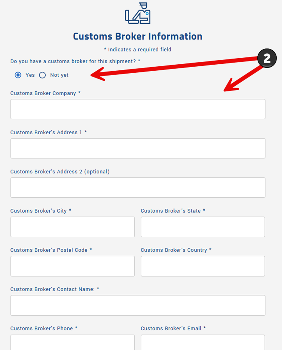 Step 10: Customs broker information