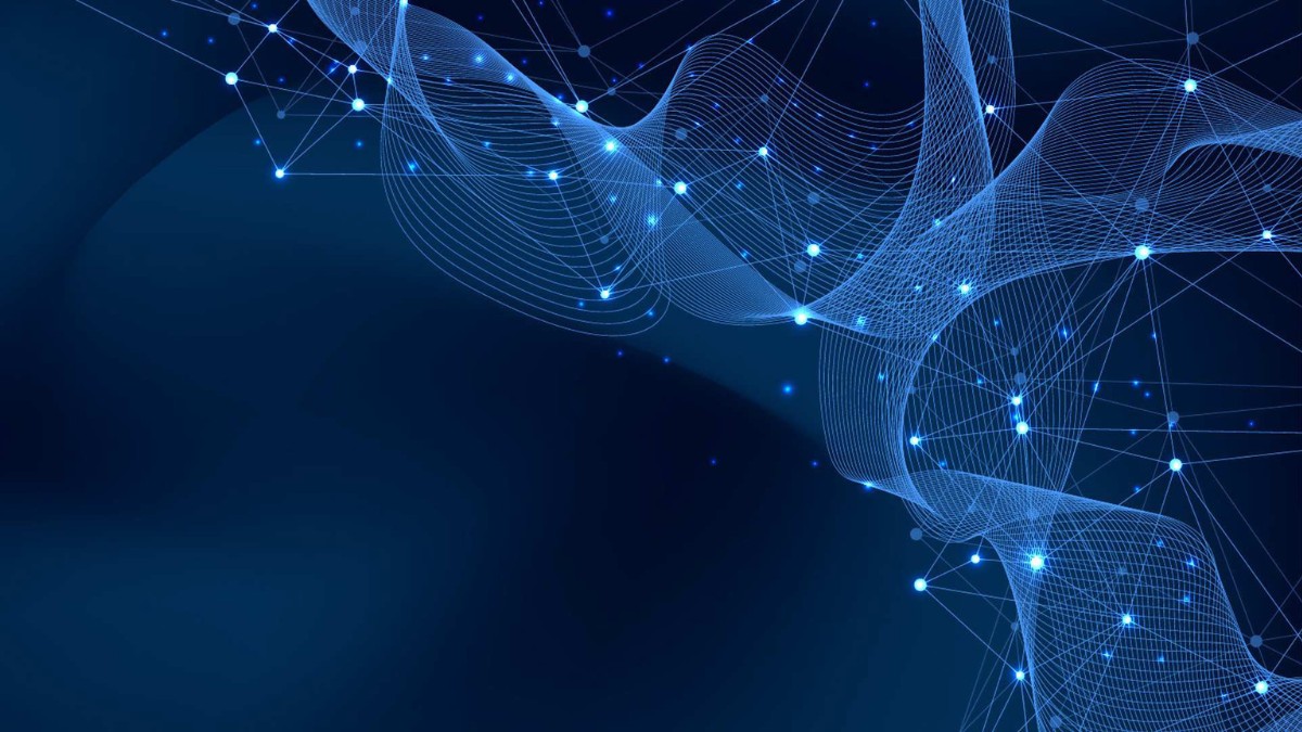 Blue background with digital dots connecting